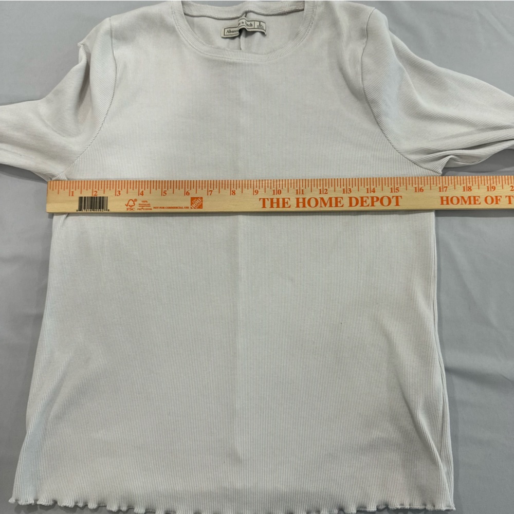 Abercrombie & Fitch White Ribbed Long Sleeve Top Large - Picture 7 of 8